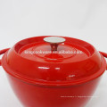 Nouveau design pour wok à soupe en fonte avec revêtement en émail rouge / cocotte / cocotte / batterie de cuisine